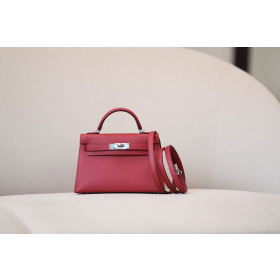 Hermes Kelly Mini Epsom Gris Asphalte (M8) Gold Hardware Red