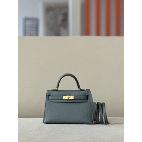 Hermes Kelly Mini Epsom Gris Mouette (4Z) Palladium Hardware Dark Grey