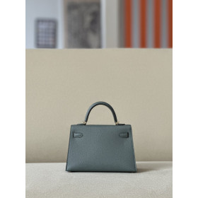 Hermes Kelly Mini Epsom Gris Mouette (4Z) Palladium Hardware Dark Grey