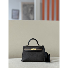 Hermes Kelly Mini Epsom Nior (89) Palladium Hardware Black