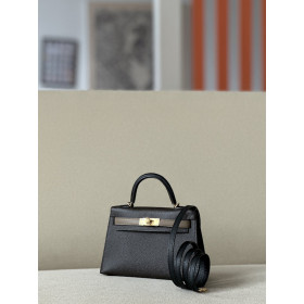 Hermes Kelly Mini Epsom Nior (89) Palladium Hardware Black