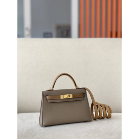 Hermes Kelly Mini Epsom Lime (9R) Palladium Hardware Elephant Grey