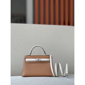 Hermes Kelly Mini Epsom Rose Sakura (3Q) Gold Hardware Brown