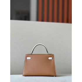 Hermes Kelly Mini Epsom Rose Sakura (3Q) Gold Hardware Brown