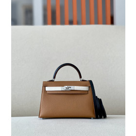 Hermes Kelly Mini Epsom Mauve Pale (09) Palladium Hardware Brown