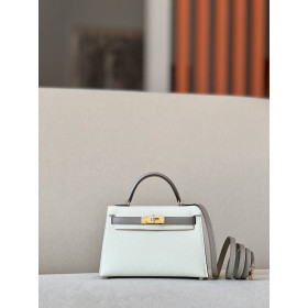 Hermes Kelly Mini Epsom Rose Jeipur (T5) Palladium Hardware White
