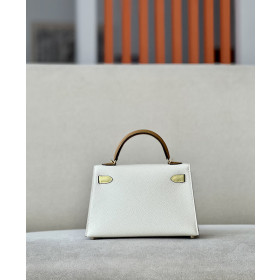 Hermes Kelly Mini Epsom White (93) Gold Hardware