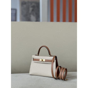 Hermes Kelly Mini Epsom Rouge Laque (3M) Gold Hardware Beige