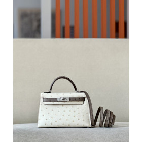 Hermes Kelly Mini HSS Epsom Chai(0M), Lime(9R) And Mauve Sylvestre(X9) Palladium Hardware White