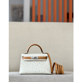 Hermes Jypsiere Mini Evercolor Etoupe(18) Gold Hardware White