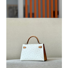 Hermes Jypsiere Mini Evercolor Etoupe(18) Gold Hardware White