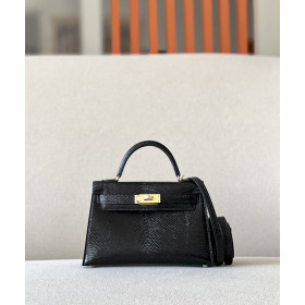 Hermes 24/24 Mini 21 Evercolor And Swift Gris Meyer (0L) Gold Hardware Black