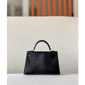 Hermes 24/24 Mini 21 Evercolor And Swift Gris Meyer (0L) Gold Hardware Black