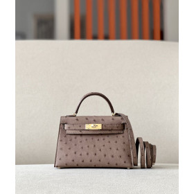 Hermes Kelly Mini HSS Epsom Etoupe(18), Ecorce(4C) And Nior(89) Palladium Hardware Dark Brown