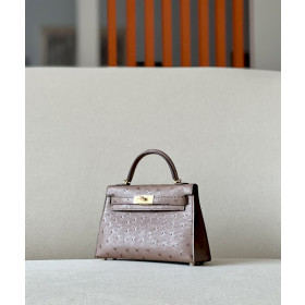Hermes Kelly Mini HSS Epsom Etoupe(18), Ecorce(4C) And Nior(89) Palladium Hardware Dark Brown