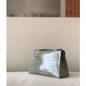 Hermes Kelly Mini Ostrich Grey Glacier (8U) Gold Hardware