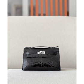 Hermes Kelly Mini Ostrich Kaki (P8) Gold Hardware Black