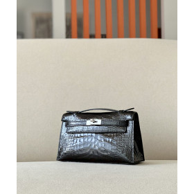 Hermes Kelly Mini Ostrich Kaki (P8) Gold Hardware Black