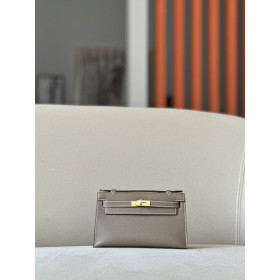 Hermes Kelly 25 Ostrich Anemone(P9) Palladium Hardware Dark Brown