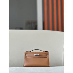 Hermes Kelly Pochette Epsom Etoupe (18) Gold Hardware Brown