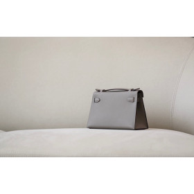Hermes Kelly Pochette Swift Atoll (3P) Gold Hardware Grey