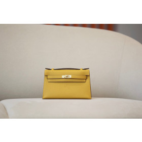 Hermes Kelly 25 Ostrich Gris Agate (82) Palladium Hardware Yellow