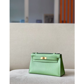 Hermes Kelly Pochette Swift Nata (I2) Gold Hardware Green