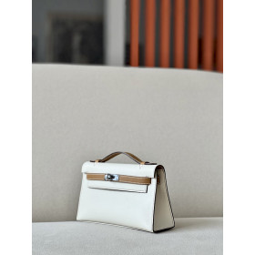 Hermes Jypsiere Mini Swift Mauve Pale(09) Gold Hardware White