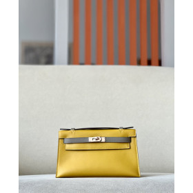 Hermes Kelly Mini HSS Epsom Nior(89) And Blanc(01)Gold Hardware Yellow
