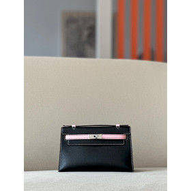 Hermes Kelly Pochette Alligator Gris Tourterelle (81) Gold Hardware Black