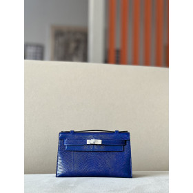 Hermes Kelly Pochette Alligator Nior (89) Gold Hardware Dark Blue