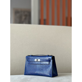 Hermes Kelly Pochette Alligator Nior (89) Gold Hardware Dark Blue