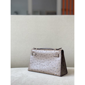 Hermes Kelly Pochette Epsom Bougainviuier (A5) Palladium Hardware Dark Brown