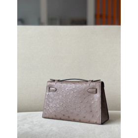 Hermes Kelly Pochette Epsom Nior (89) Gold Hardware Dark Brown