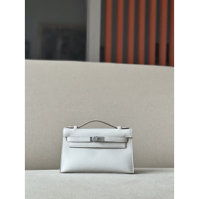 Hermes Kelly Pochette Swift Biscuit (4B) Gold Hardware White