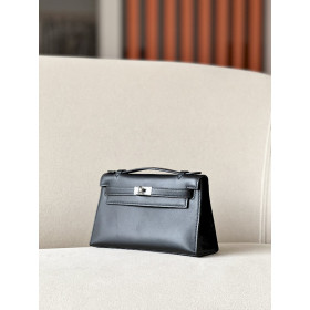 Hermes Kelly Pochette Swift Atoll (3P) Gold Hardware Black