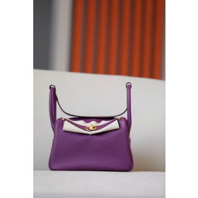 Hermes Lindy 26 Clemence Bambou (1K) Palladium Hardware Dark Purple