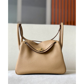 Hermes Lindy Mini Clemence Mauve Sylvestre (X9) Palladium Hardware Brown