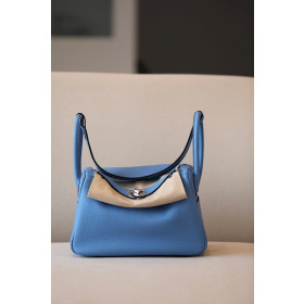Hermes Lindy Mini HSS Swift Gris Asphalte(M8) And Rose Pourpre(L3)Gold Hardware Blue