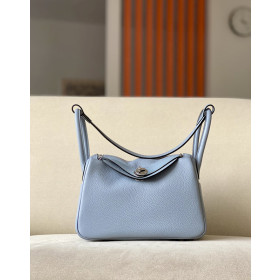 Hermes Lindy Mini HSS Swift Rose Pourpre(L3) And Rose Mexico(0D)Gold Hardware Blue