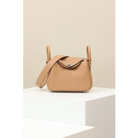 Hermes Lindy Clemence Gris Meyer (0L) Gold Hardware Brown