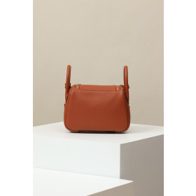 Hermes Lindy Mini Clemence Brown Marfa (8Q) Palladium Hardware Brown