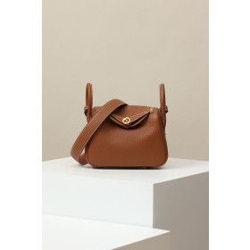 Hermes Lindy Mini Clemence Chai (0M) Palladium Hardware Brown