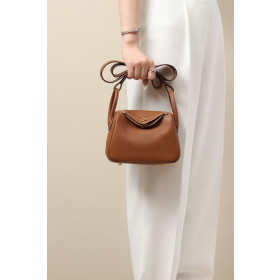 Hermes Lindy Mini Clemence Chai (0M) Palladium Hardware Brown