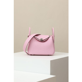 Hermes Lindy Mini HSS Swift Gris Pale(M4) And Gris Meyer(0L)Palladium Hardware Pink