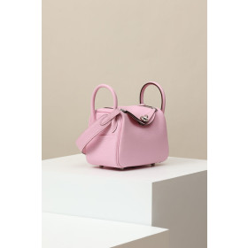 Hermes Lindy Mini HSS Swift Gris Pale(M4) And Gris Meyer(0L)Palladium Hardware Pink