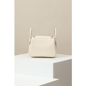 Hermes Lindy Mini Clemence Etoupe (18) Palladium Hardware White