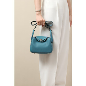 Hermes Lindy Mini Clemence Gold (37) Gold Hardware Blue