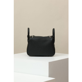 Hermes Lindy Mini Clemence Gris Asphalte (M8) Gold Hardware Black