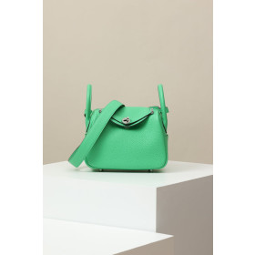 Hermes Lindy Mini Clemence Mini Gold (37) Palladium Hardware Green